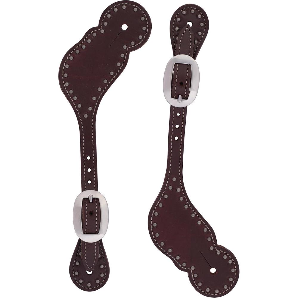 imageWeaver Leather Working Tack Spur StrapsOiled Canyon Rose with Pewter Spots