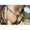 Weaver Leather Turquoise Diamond Beaded Horse Headstall, Leather Headstalls for Horses for Trail Riding, Durable Equine Supplies, Dark Oil(Straight Breast Collar)