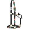 Nylon Horse Halter, Comfort Double-Ply Webbing, Basic Non Adjustable Halters for Horses, Equine Tack,Average Size, Black(Black/Multi Chevron)