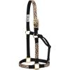 Nylon Horse Halter, Comfort Double-Ply Webbing, Basic Non Adjustable Halters for Horses, Equine Tack,Average Size, Black(Leopard)
