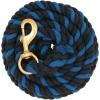 Weaver Equine 25′ Cotton Lead Ropes for Horses Line with Brass Snap, Buckle, Soft, Comfortable Horse Lead Ropes for Training and Lunging(Black/Blue)