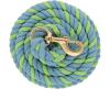 Weaver Equine 25′ Cotton Lead Ropes for Horses Line with Brass Snap, Buckle, Soft, Comfortable Horse Lead Ropes for Training and Lunging(Lime/Blue)