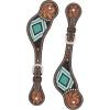 Weaver Leather Turquoise Diamond Beaded Horse Headstall, Leather Headstalls for Horses for Trail Riding, Durable Equine Supplies, Dark Oil(Ladies’ Spur Straps)