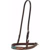 Weaver Leather Turquoise Diamond Beaded Horse Headstall, Leather Headstalls for Horses for Trail Riding, Durable Equine Supplies, Dark Oil(Noseband)