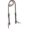 Weaver Leather Turquoise Diamond Beaded Horse Headstall, Leather Headstalls for Horses for Trail Riding, Durable Equine Supplies, Dark Oil(Sliding Ear Headstall)