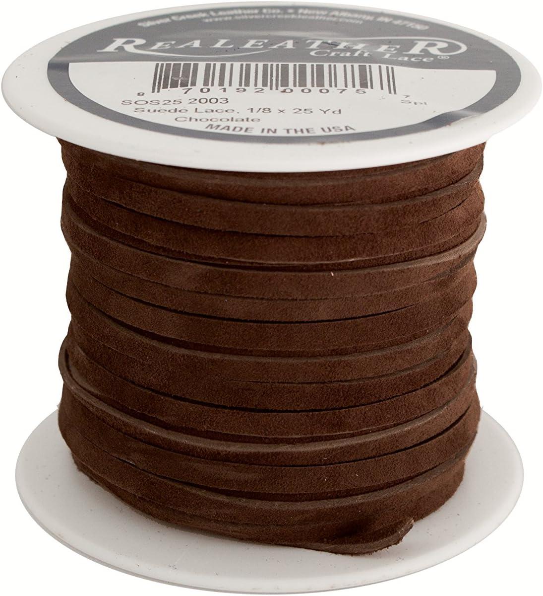 imageSilver Creek Leather Co Realeather SOS252011 Suede Leather Lace for Crafts and Jewelry Making 0125quot x 25 Turquoise 1SpoolChocolate