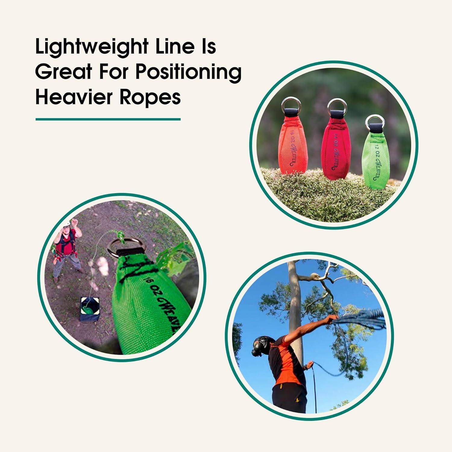 imageThrow Line and Weighted Throw Bag Kit 150 ft Polyethylene Tree Climbing Rope 16 oz Throw Weight Set Handcrafted Arborist Equipment