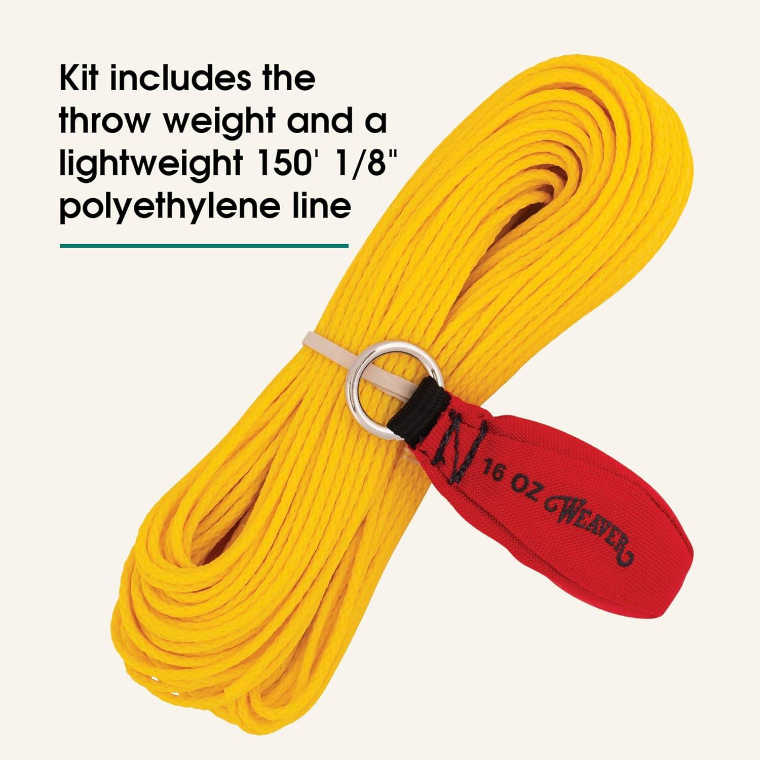 imageThrow Line and Weighted Throw Bag Kit 150 ft Polyethylene Tree Climbing Rope 16 oz Throw Weight Set Handcrafted Arborist Equipment
