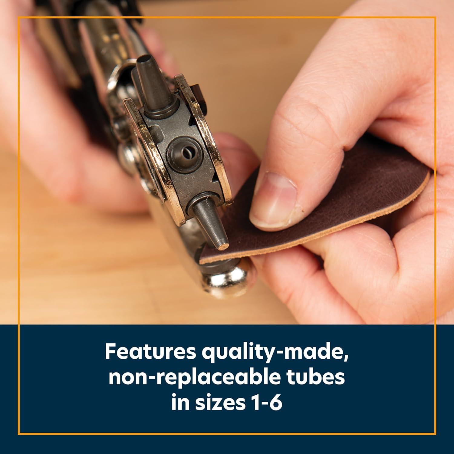 imageWeaver Leather Supply Heritage Compound Action Revolving Leather Hole Punch Tool Heavy Duty Punch Pliers Hole Maker for Belts and More Full Size