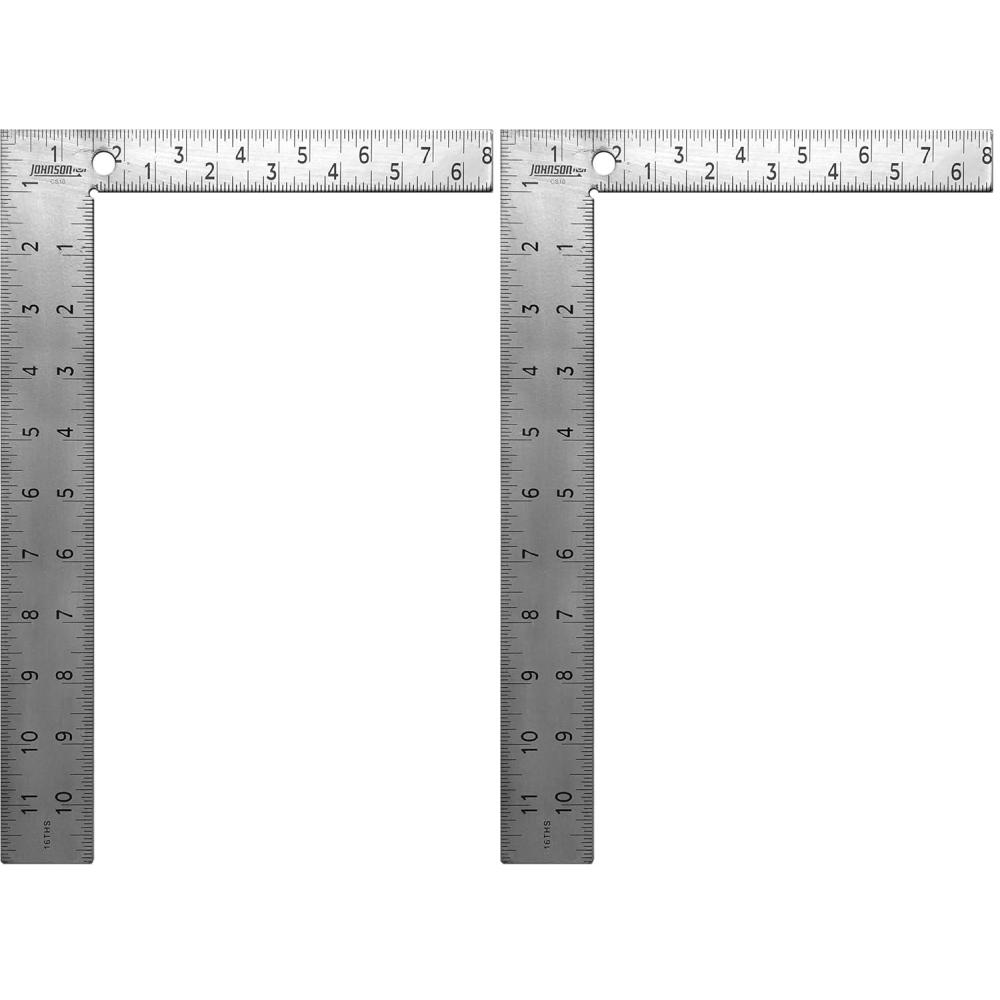 imageJohnson Level ampamp Tool CS10 Professional EasyRead Steel Carpenter Square 8quot x 12quot Silver 1 Square1 Count Pack of 2