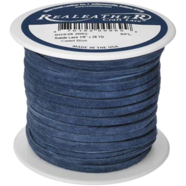 imageSilver Creek Leather Co Realeather SOS252011 Suede Leather Lace for Crafts and Jewelry Making 0125quot x 25 Turquoise 1SpoolCadet Blue