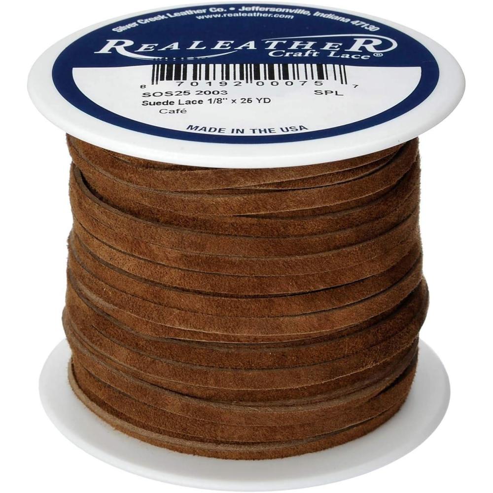 imageSilver Creek Leather Co Realeather SOS252011 Suede Leather Lace for Crafts and Jewelry Making 0125quot x 25 Turquoise 1SpoolChocolate