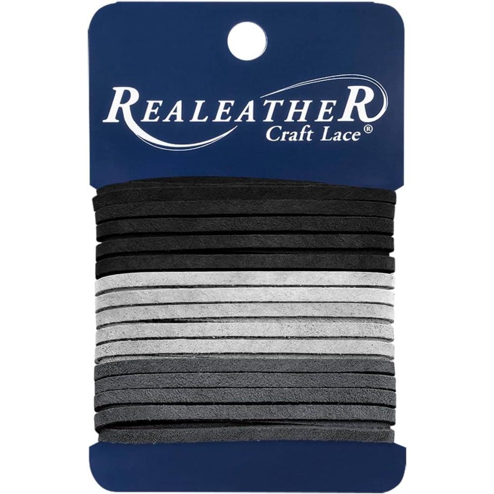 imageSilver Creek Leather Co Realeather SOS252011 Suede Leather Lace for Crafts and Jewelry Making 0125quot x 25 Turquoise 1SpoolPewterCharcoalBlack