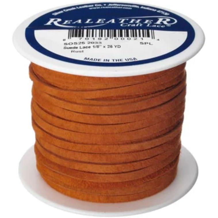 imageSilver Creek Leather Co Realeather SOS252011 Suede Leather Lace for Crafts and Jewelry Making 0125quot x 25 Turquoise 1SpoolRust