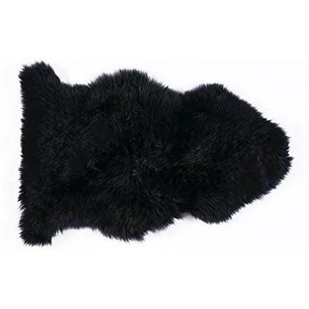imageWeaver Leather Genuine Shearling Rug Black