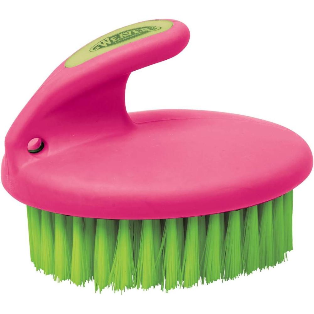 imageWeaver Leather PalmHeld Face Brush PinkLime Green