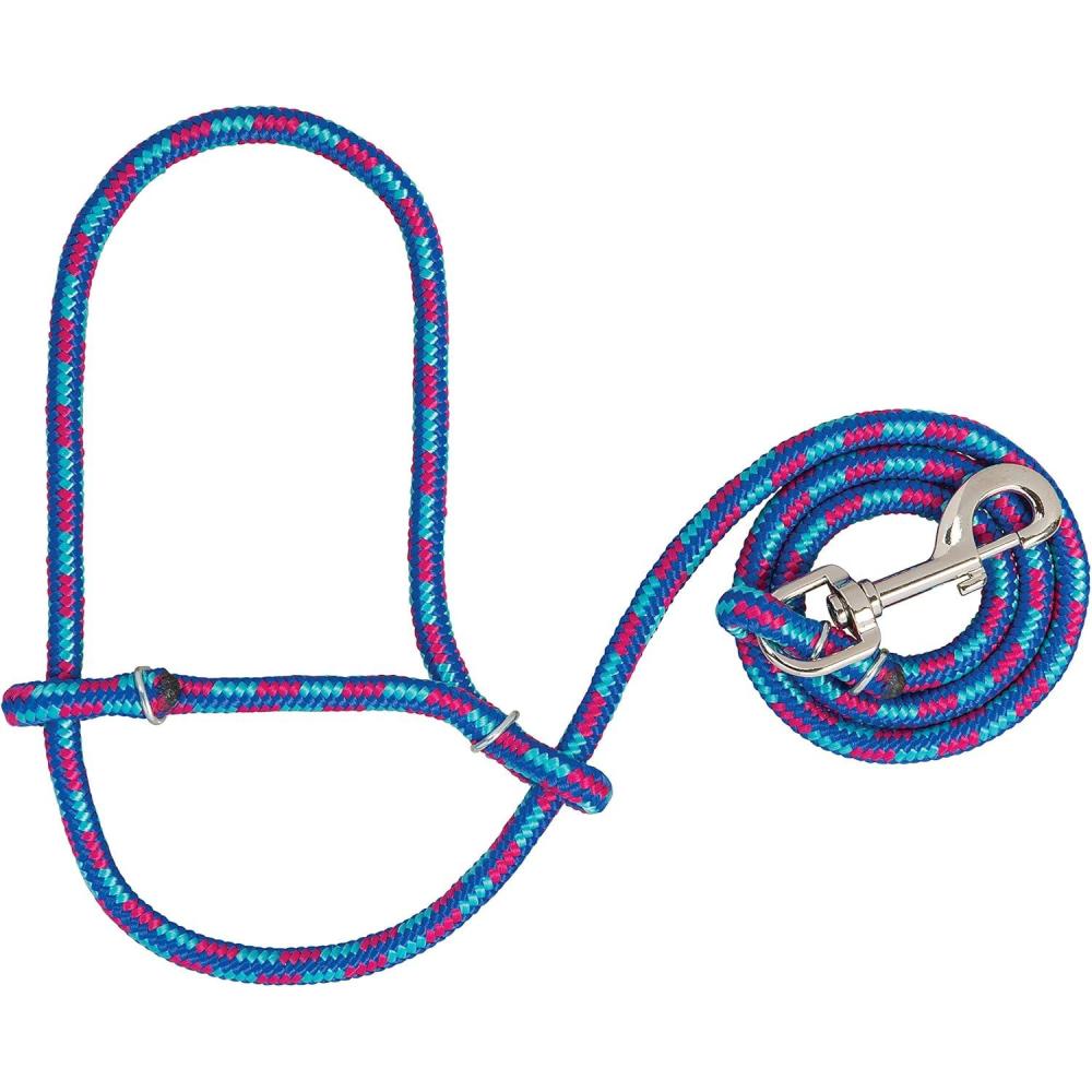 imageWeaver Leather Poly Rope Sheep Halter with Snap BlueLimeHurricane BlueRoyal BlueRose