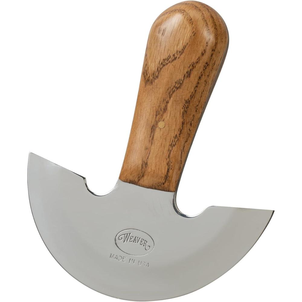 imageWeaver Leather Supply Master Tool Round Knife 478 HandForged Leather Cutting Tool with White Oak Handle Head Knife for Strips Skiving and More