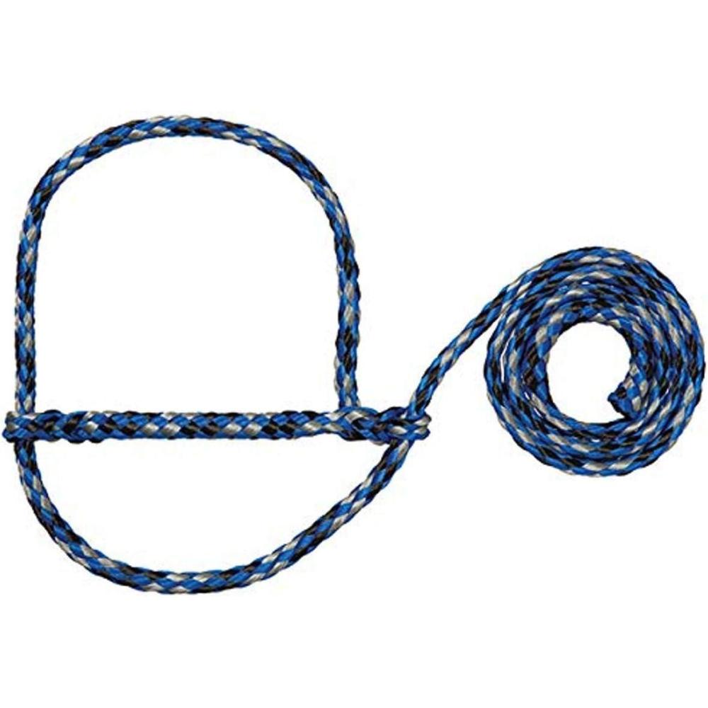 imageWeaver Livestock Poly Rope Sheep Halter Modern Style Braid Sheep and Goat Rope Halter Adjustable Lamb Halter Lead Livestock Sheep Showing SuppliesBlueBlackGray