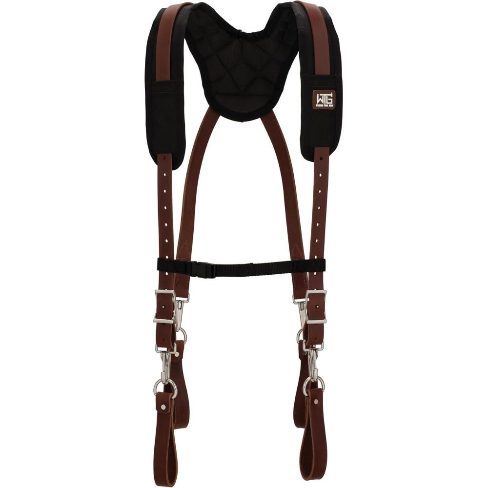 imageWeaver Tool Gear Leather Tool Belt Suspenders for Men Work Suspenders with Padded Straps and Adjustable Screws Comfort Gear for Carpenter and More