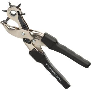 Weaver Leather Supply Heritage Compound Action Revolving Leather Hole Punch Tool, Heavy Duty Punch Pliers, Hole Maker for Belts and More, Full Size