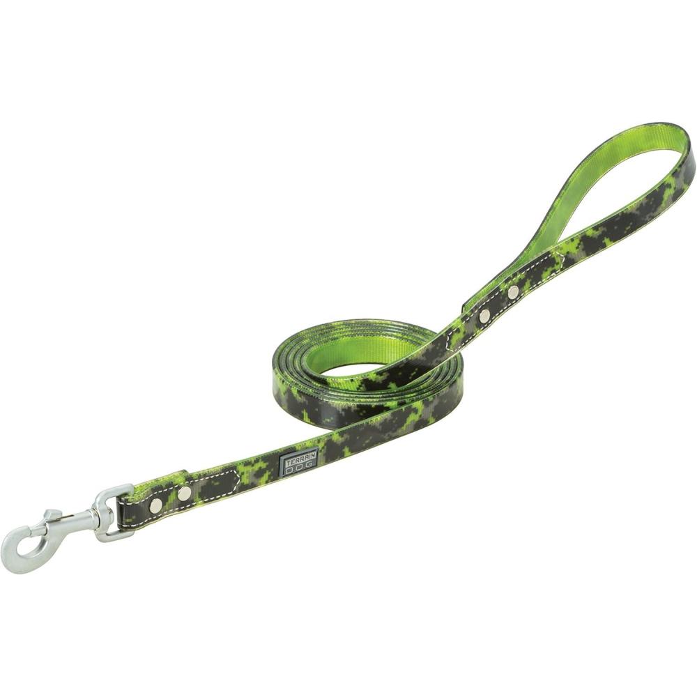 imageTerrain DOG Brahma Webb Dog Leash 34quot x 4 Blaze OrangeDigital Green