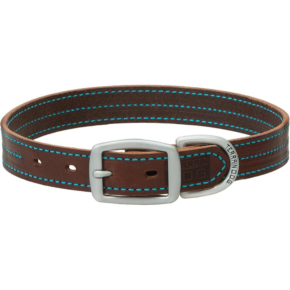 imageTerrain DOG Bridle Leather Dog CollarHurricane Blue Stitching