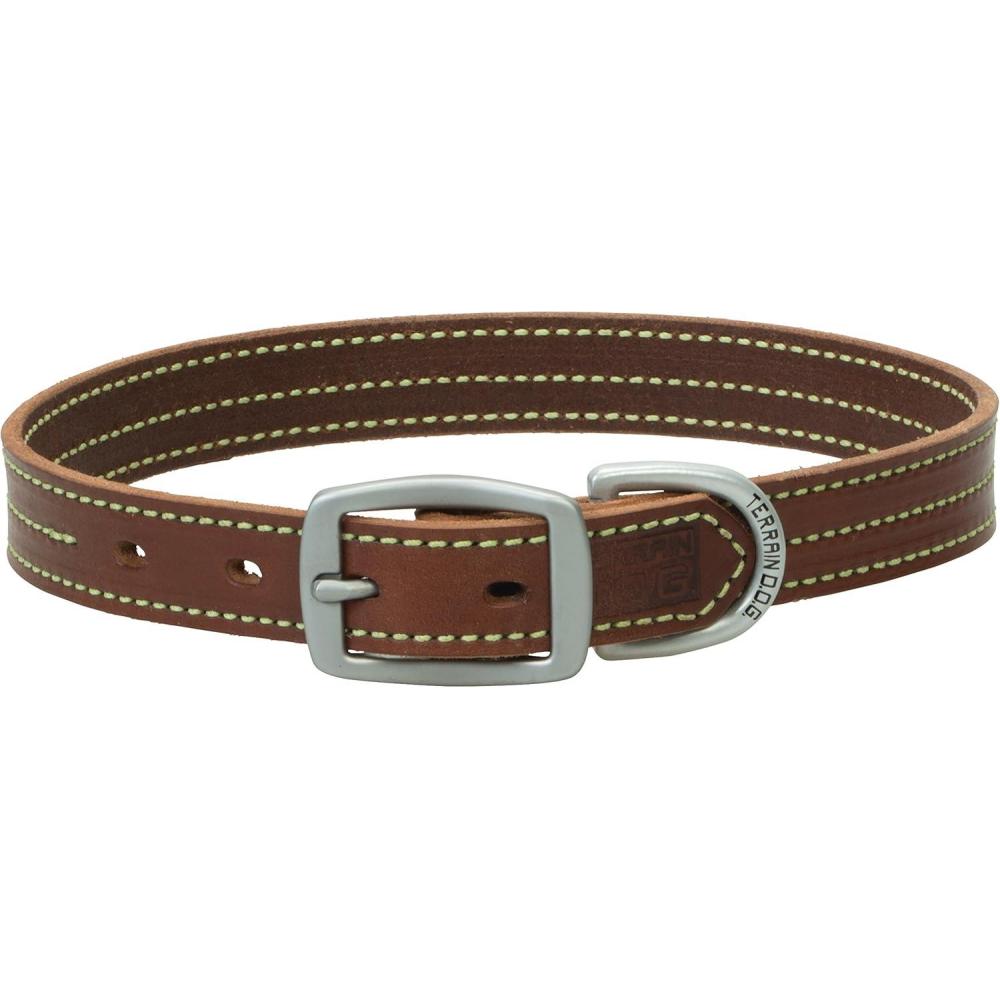 imageTerrain DOG Bridle Leather Dog CollarLime Green Stitching