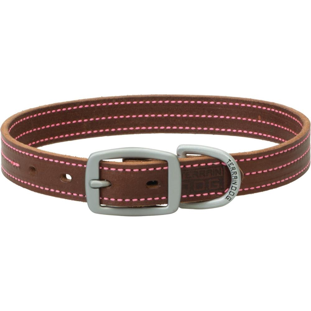 imageTerrain DOG Bridle Leather Dog CollarPink Stitching