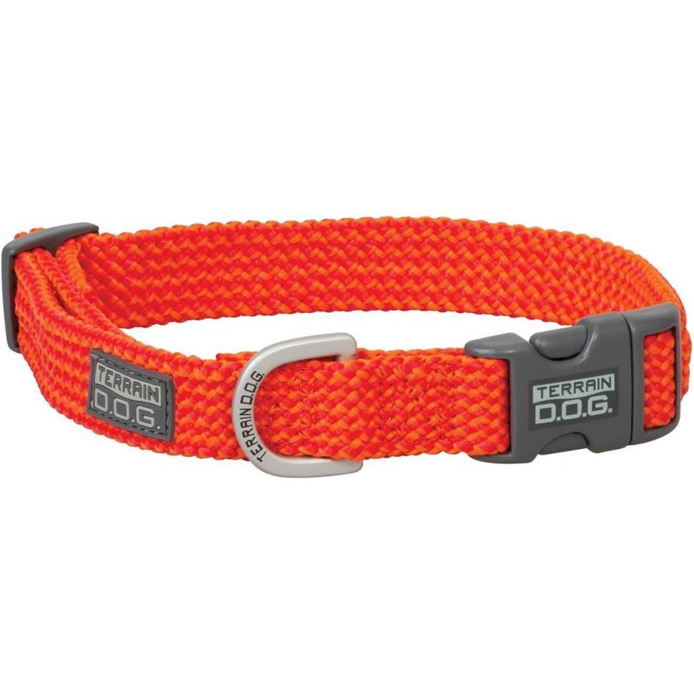imageTerrain DOG Dog Collar Nylon Sky BlueSilverPurple Extra Small to Extra Large NoCore Flat Braid Construction Climbing Grade Rope MaterialOrangeRed