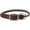 Terrain D.O.G. Harness Leather Rolled Dog Collar(Brown with Hurricane Blue Stitching)