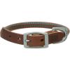 Terrain D.O.G. Harness Leather Rolled Dog Collar(Brown with Hurricane Blue Stitching)