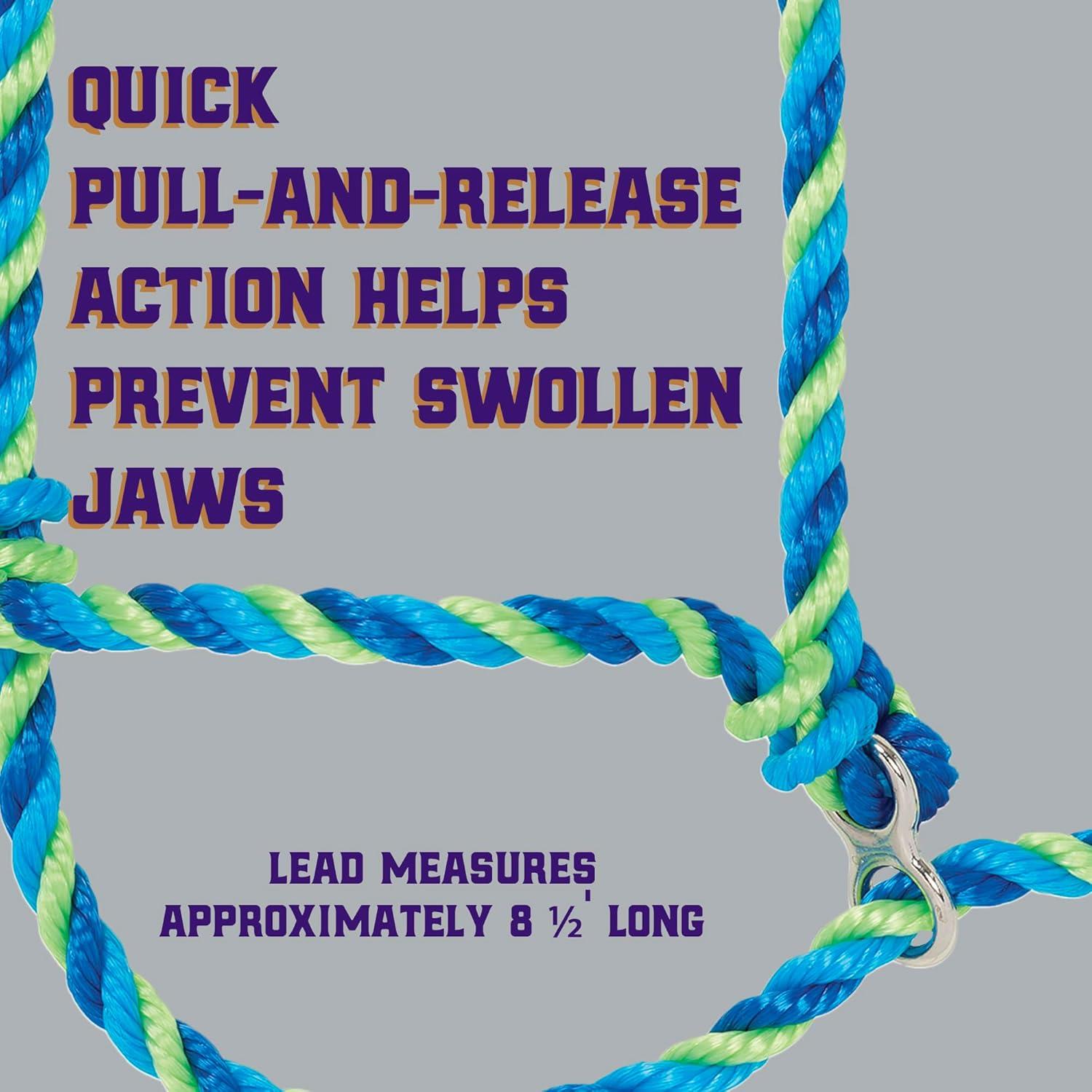 imageWeaver Livestock Poly Rope Breaking Cattle Halter Adjustable Cow Calf Halter Livestock Handling Equipment BlueHurricane BlueLime Zest