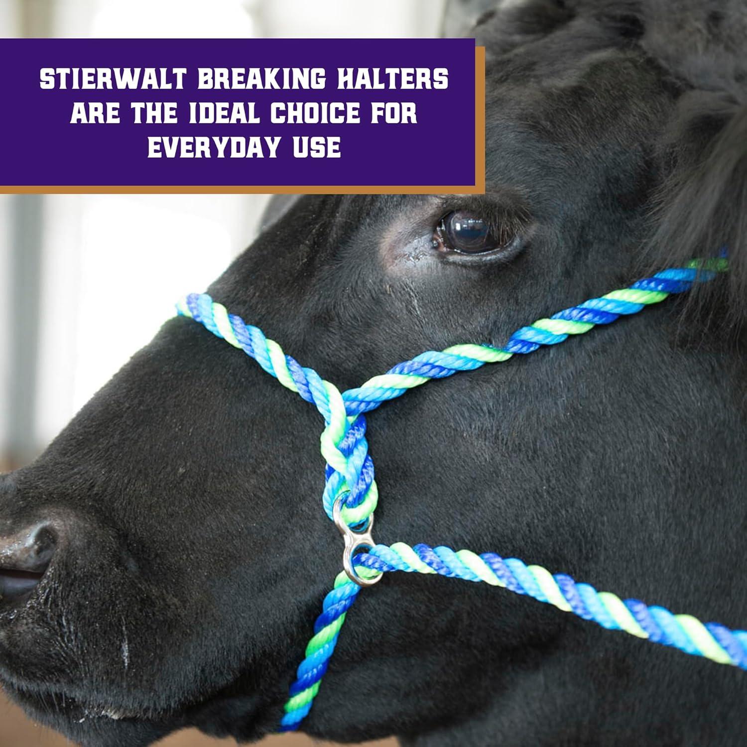 imageWeaver Livestock Poly Rope Breaking Cattle Halter Adjustable Cow Calf Halter Livestock Handling Equipment BlueHurricane BlueLime Zest