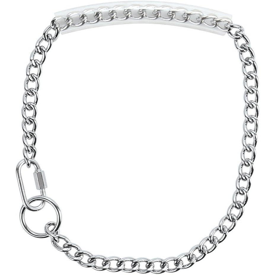 imageWeaver Leather Chain Goat Collar with Rubber GripChrome Plated