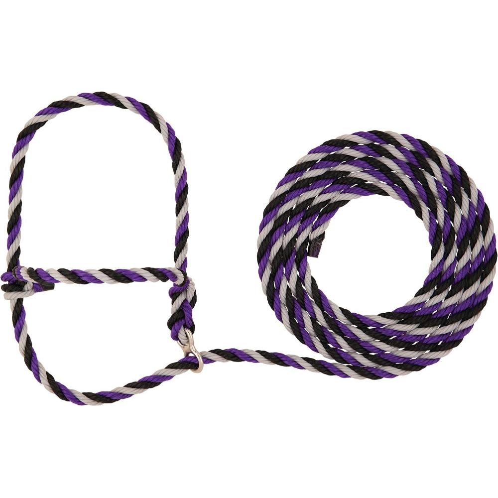 imageWeaver LeatherWeaver Leather Livestock Sisal Rope Halter CowPurpleBlackGray