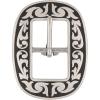 Weaver Leather 04420-BS-1 Jeremiah Watt Floral Oval Center bar Buckle, Stainless Steel with Black Accents, 1″