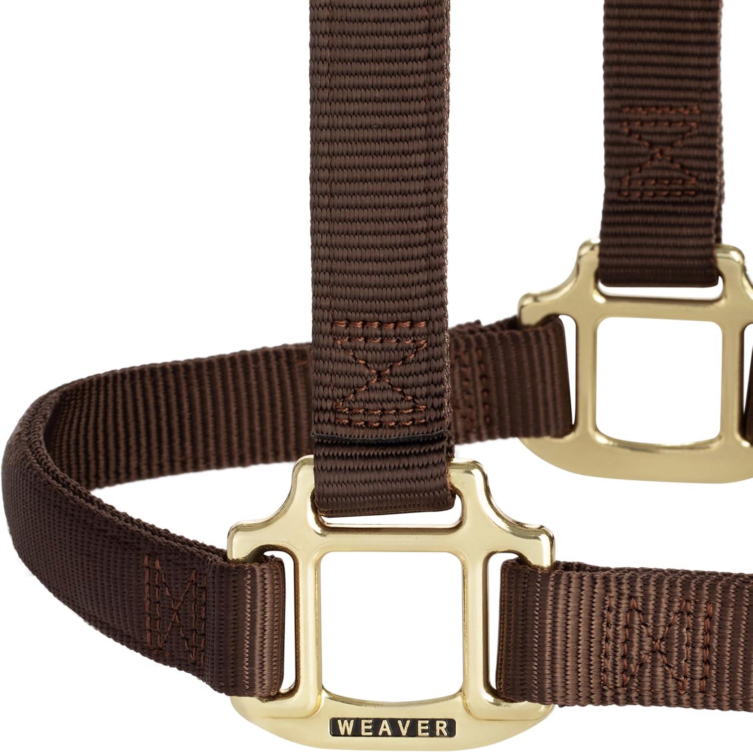 image:imageWeaver Equine Nylon Horse Halter TriplePly Cheek Design Original Non Adjustable Halters for Horses Equine TackAverage Size BlackBrown