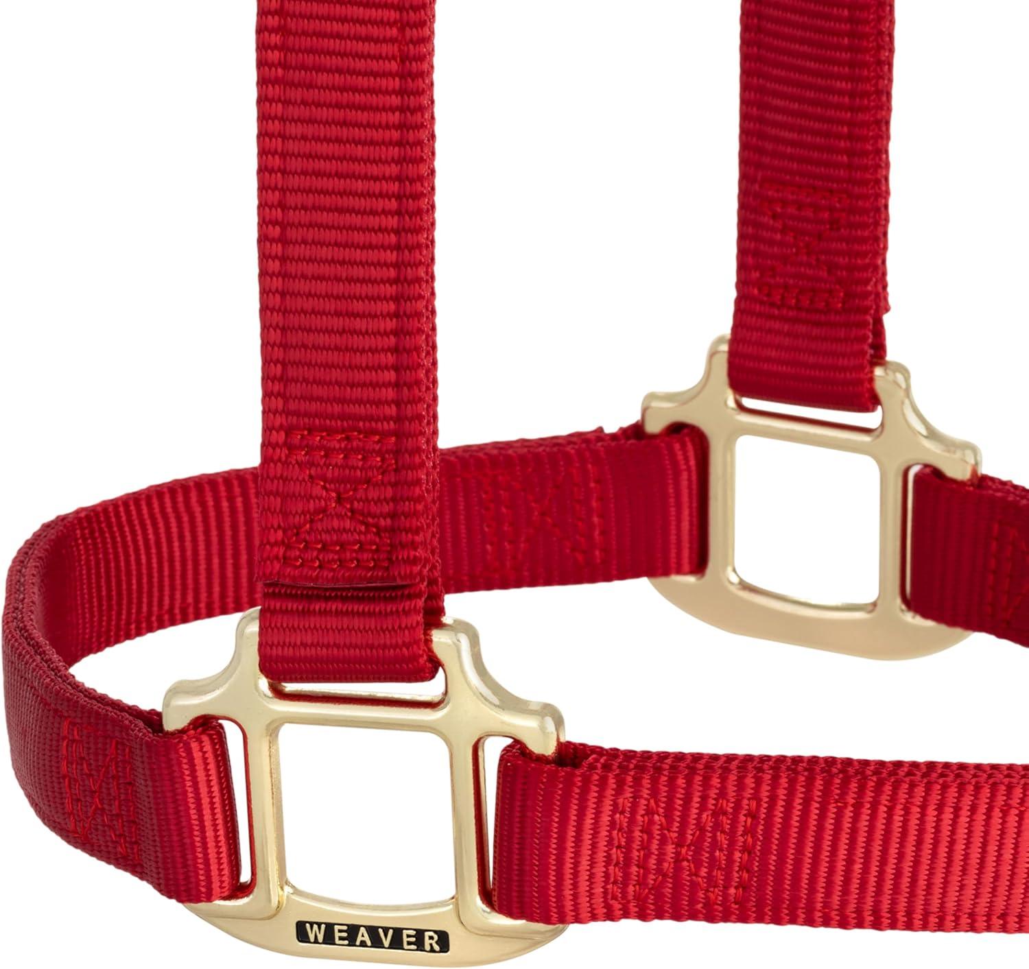 image:imageWeaver Equine Nylon Horse Halter TriplePly Cheek Design Original Non Adjustable Halters for Horses Equine TackAverage Size BlackRed