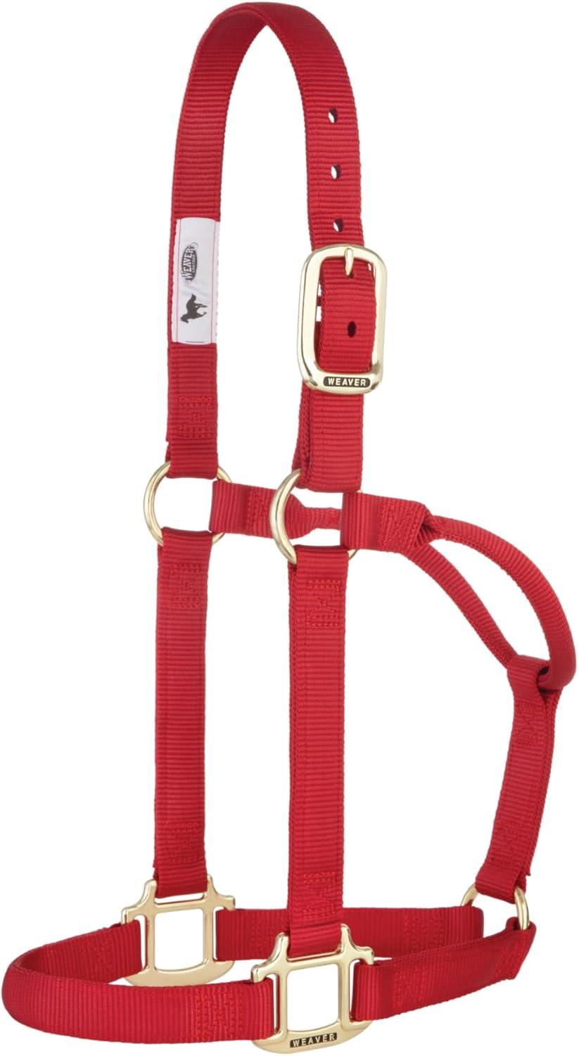 image:imageWeaver Equine Nylon Horse Halter TriplePly Cheek Design Original Non Adjustable Halters for Horses Equine TackAverage Size BlackRed