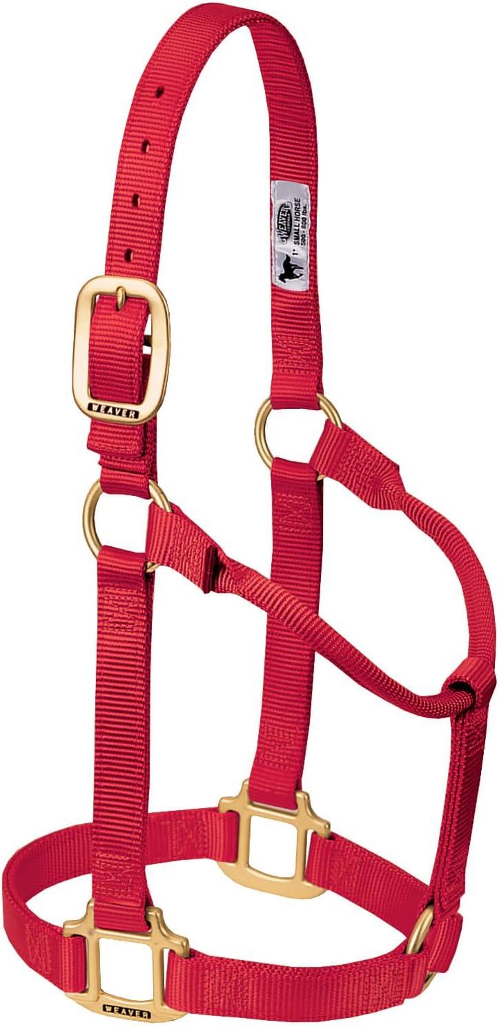 image:imageWeaver Equine Nylon Horse Halter TriplePly Cheek Design Original Non Adjustable Halters for Horses Equine TackAverage Size BlackRed