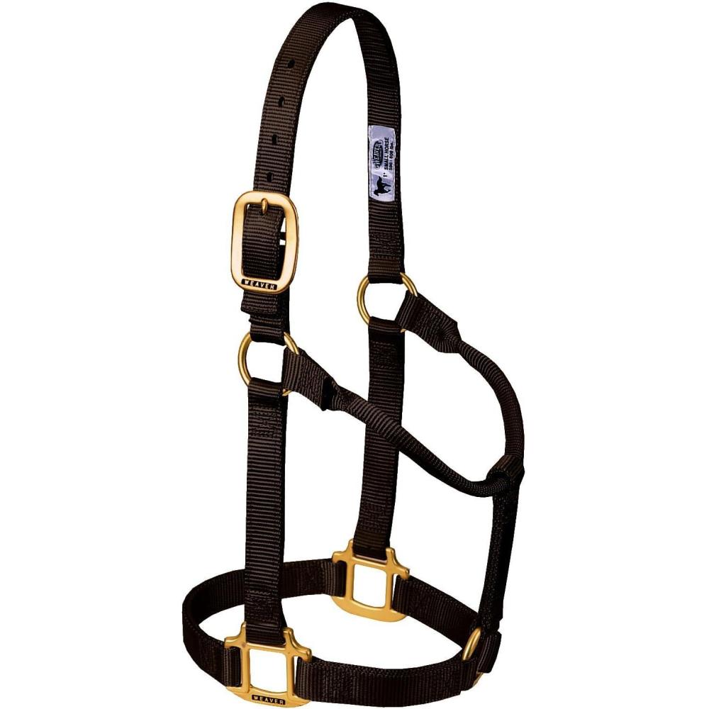 image:imageWeaver Equine Nylon Horse Halter TriplePly Cheek Design Original Non Adjustable Halters for Horses Equine TackAverage Size BlackBrown