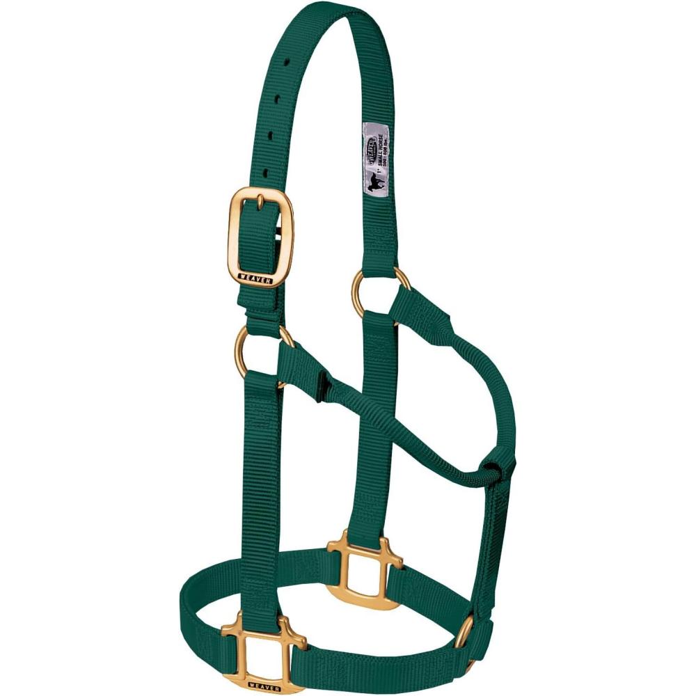 image:imageWeaver Equine Nylon Horse Halter TriplePly Cheek Design Original Non Adjustable Halters for Horses Equine TackAverage Size BlackHunter Green