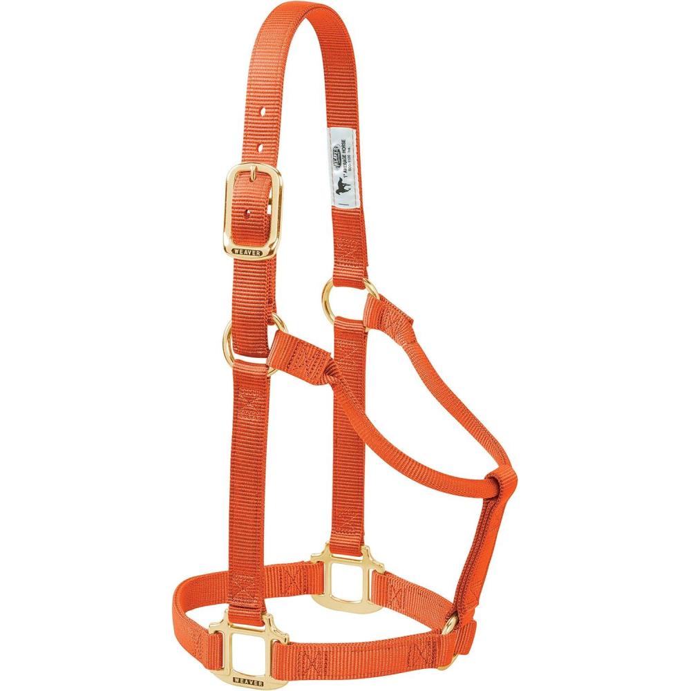image:imageWeaver Equine Nylon Horse Halter TriplePly Cheek Design Original Non Adjustable Halters for Horses Equine TackAverage Size BlackOrange