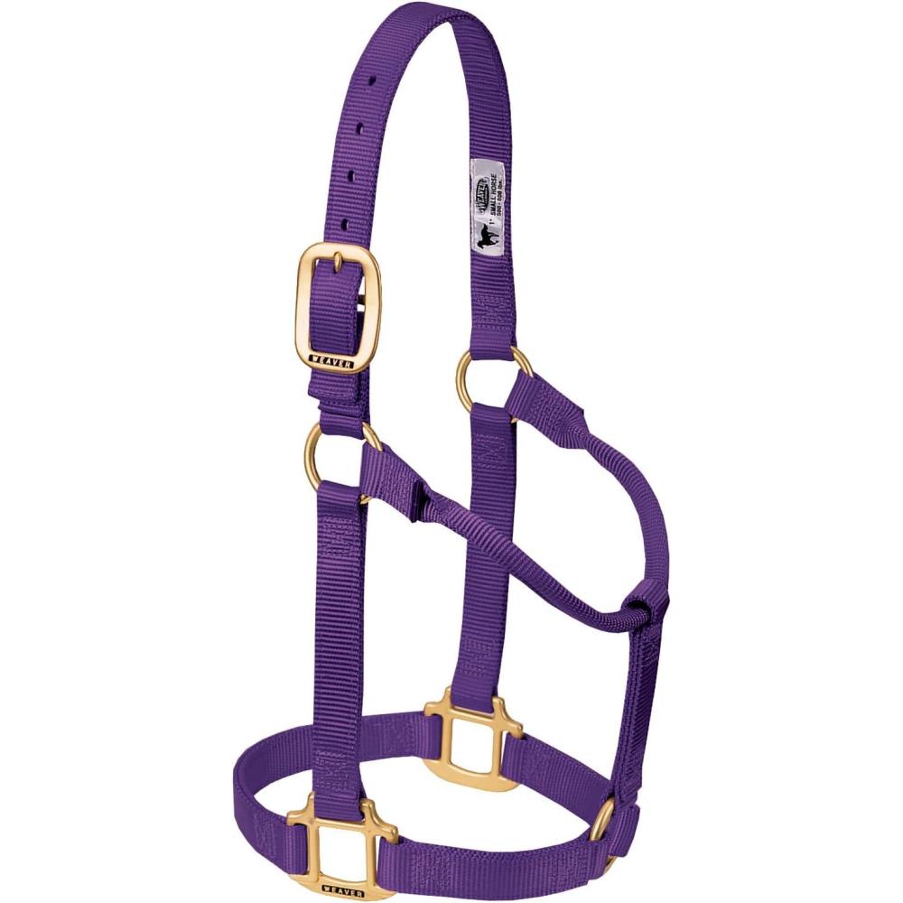 image:imageWeaver Equine Nylon Horse Halter TriplePly Cheek Design Original Non Adjustable Halters for Horses Equine TackAverage Size BlackPurple