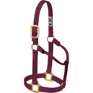 Weaver Equine Nylon Horse Halter, Triple-Ply Cheek Design, Original Non Adjustable Halters for Horses, Equine Tack,Average Size, Black(Burgundy)