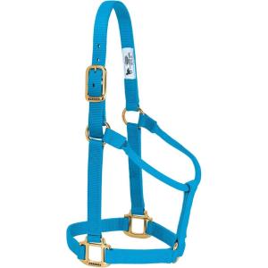 Weaver Equine Nylon Horse Halter, Triple-Ply Cheek Design, Original Non Adjustable Halters for Horses, Equine Tack,Average Size, Black(Hurricane Blue)